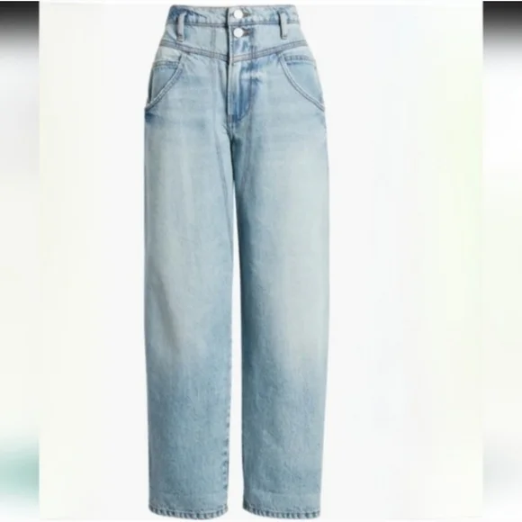 FRAME 90's Utility Loose Jeans Size 28 High Rise Roll Hems Or Straight Leg - Picture 5 of 15